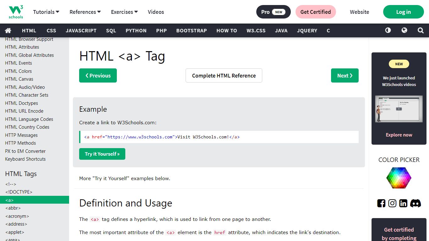 HTML a tag - W3Schools