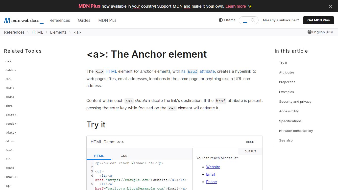 : The Anchor element - HTML: HyperText Markup Language | MDN - Mozilla
