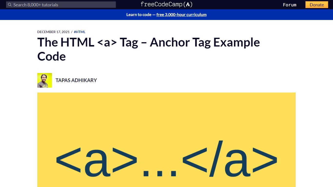 The HTML <a> Tag – Anchor Tag Example Code - freeCodeCamp.org